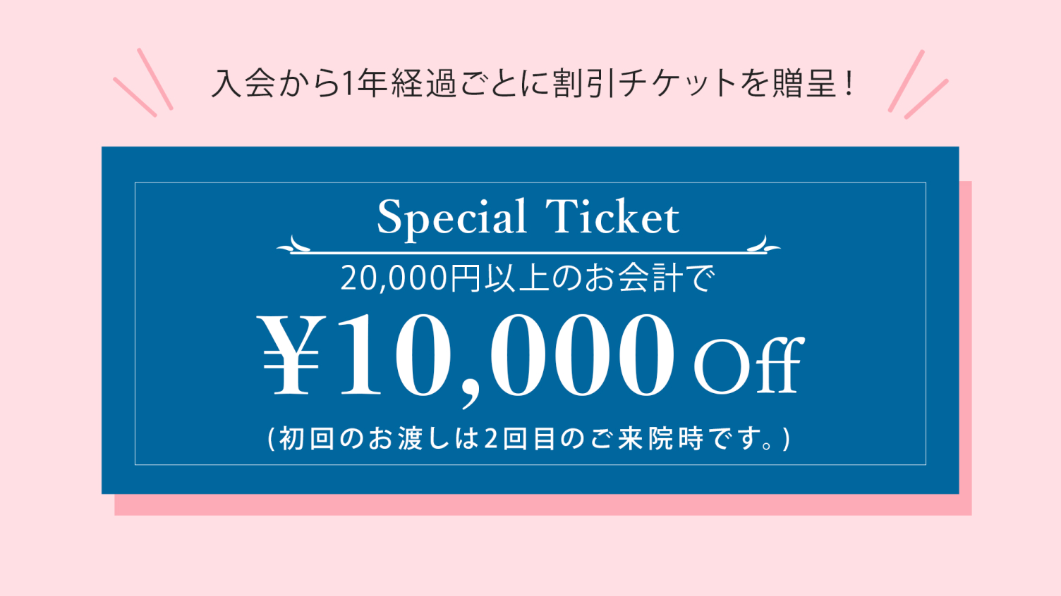 入会から1年経過ごとに割引チケットを贈呈!